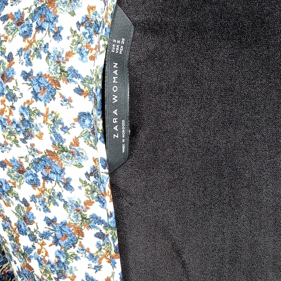 Zara Woman Floral Open Back Peplum 3/4 Sleeve Top Blouse - Picture 3 of 3